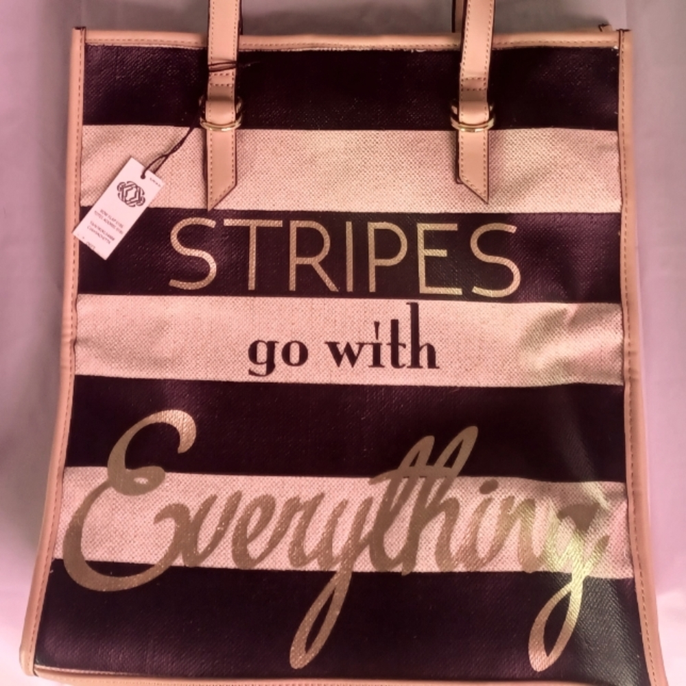 NEW Kate Landry Stripes Go With Everything Tote Bag - Picture 2 of 6